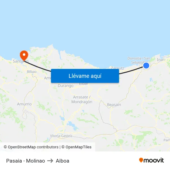 Pasaia - Molinao to Aiboa map