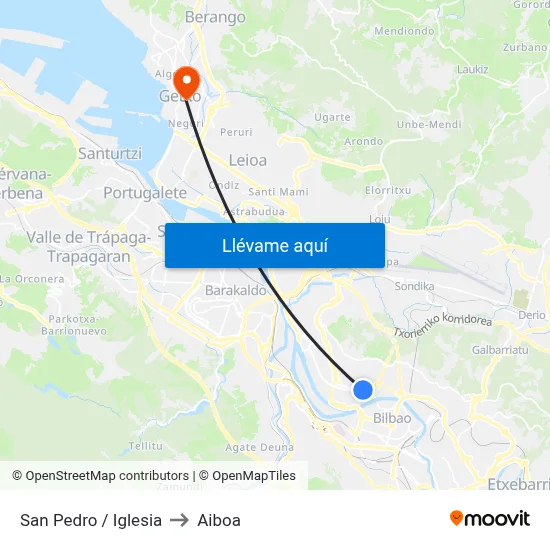 San Pedro / Iglesia to Aiboa map