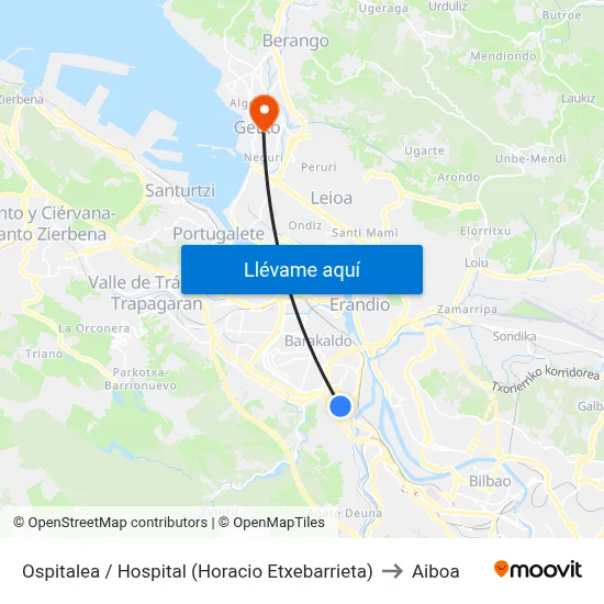 Ospitalea / Hospital (Horacio Etxebarrieta) to Aiboa map