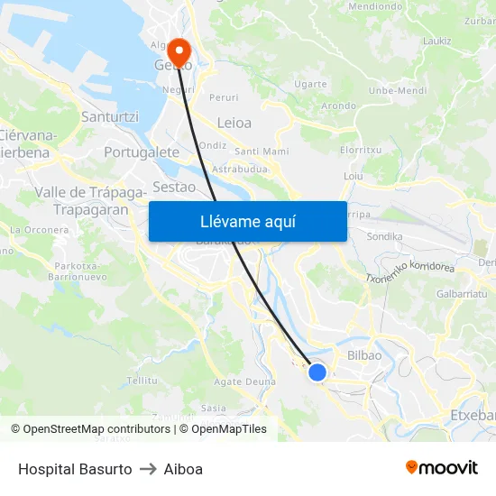 Hospital Basurto to Aiboa map
