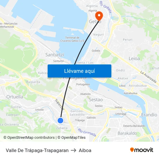Valle De Trápaga-Trapagaran to Aiboa map