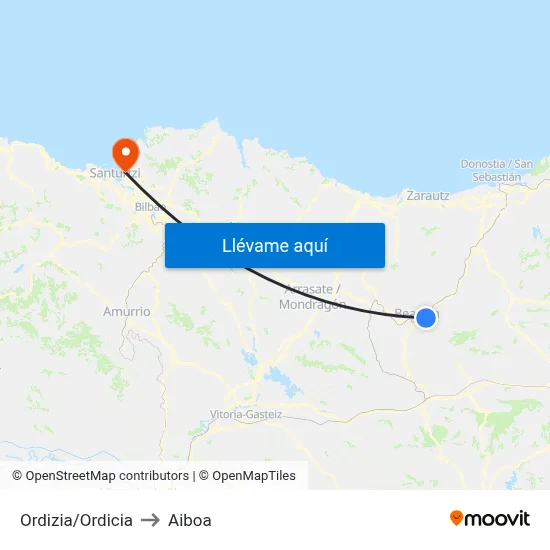 Ordizia/Ordicia to Aiboa map