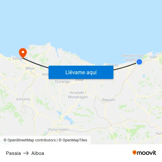 Pasaia to Aiboa map