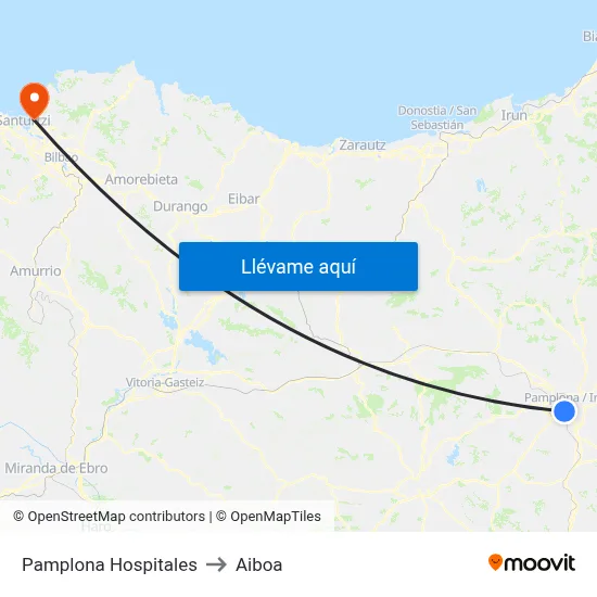 Pamplona Hospitales to Aiboa map