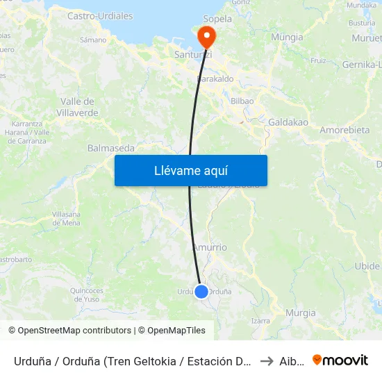 Urduña / Orduña (Tren Geltokia / Estación De Tren) to Aiboa map
