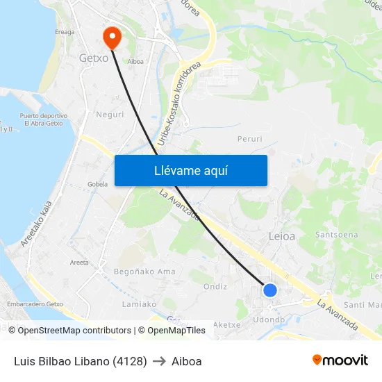 Luis Bilbao Libano (4128) to Aiboa map