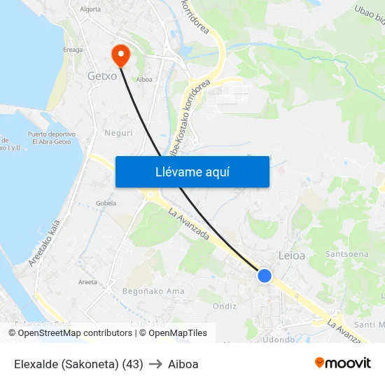 Elexalde (Sakoneta) (43) to Aiboa map
