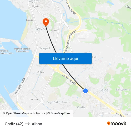 Ondiz (42) to Aiboa map