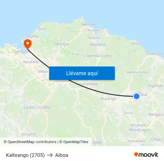 Kaltxango (2705) to Aiboa map