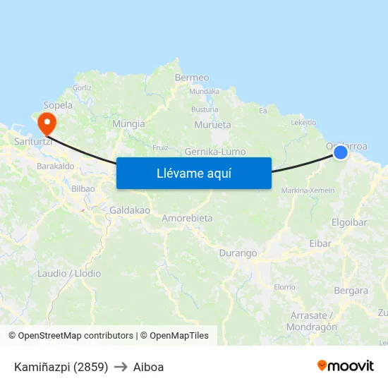 Kamiñazpi (2859) to Aiboa map