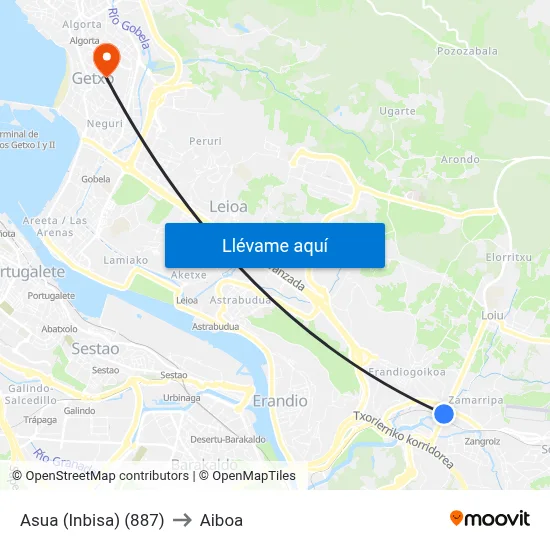 Asua (Inbisa) (887) to Aiboa map