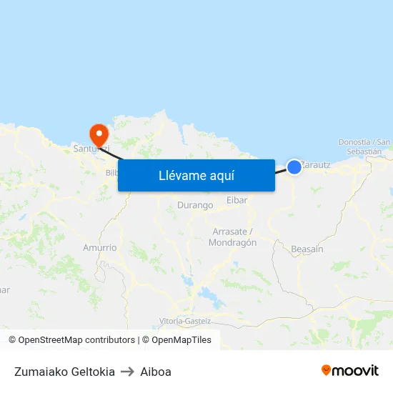 Zumaiako Geltokia to Aiboa map