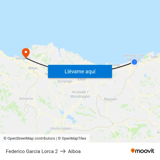 Federico Garcia Lorca 2 to Aiboa map