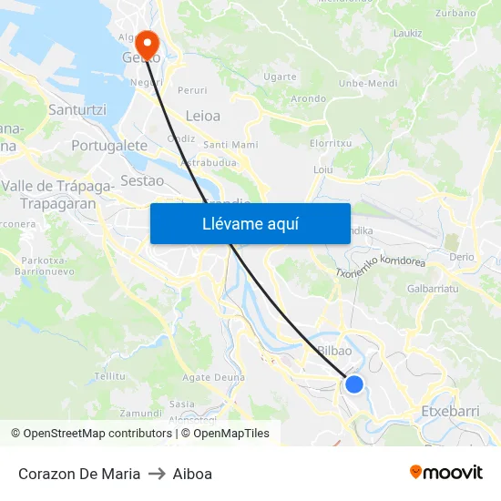 Corazon De Maria to Aiboa map