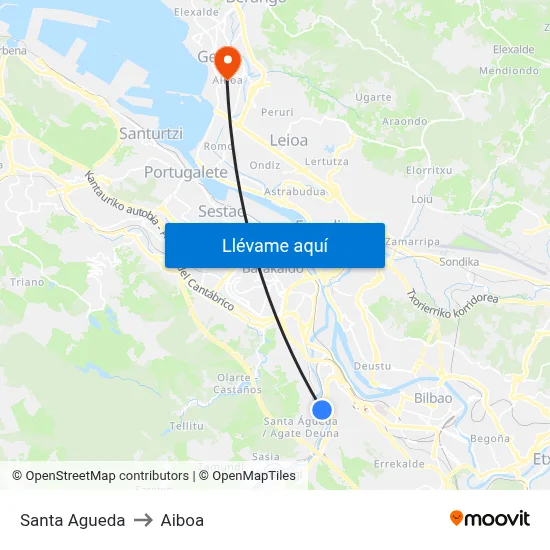 Santa Agueda to Aiboa map
