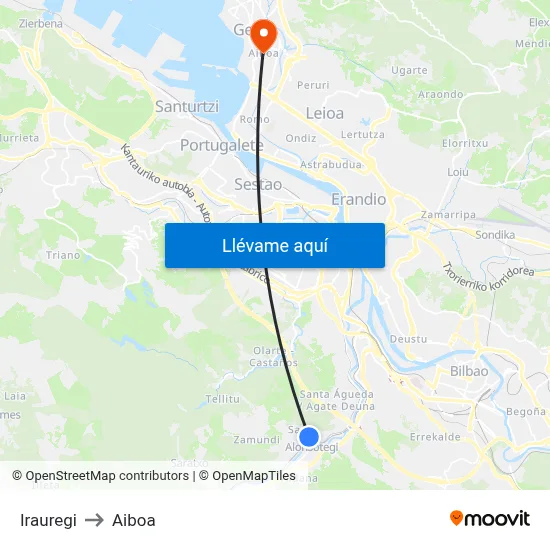 Irauregi to Aiboa map