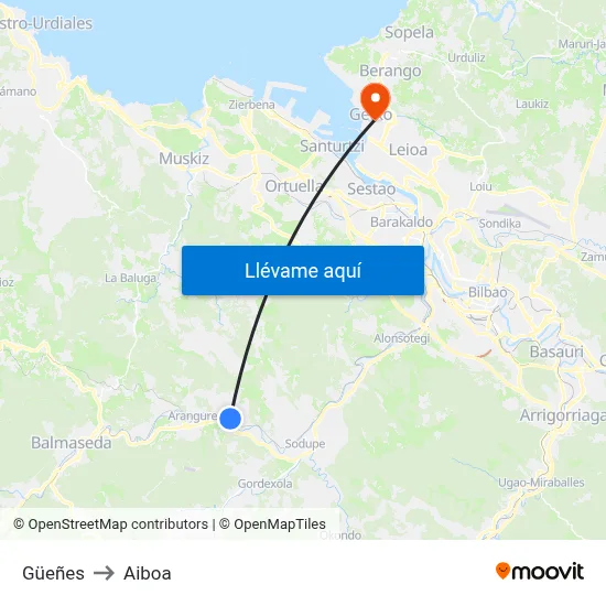 Güeñes to Aiboa map