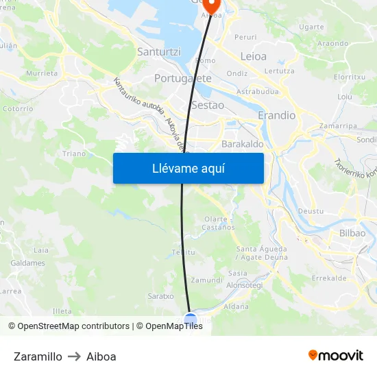 Zaramillo to Aiboa map