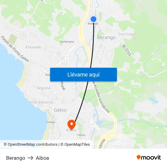Berango to Aiboa map