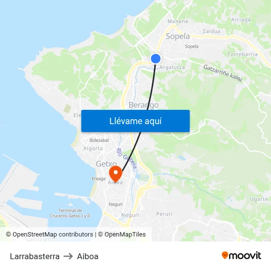 Larrabasterra to Aiboa map