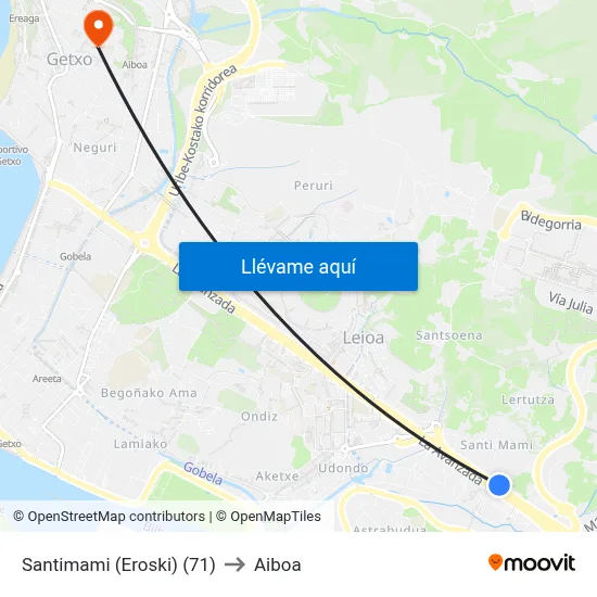 Santimami (Eroski) (71) to Aiboa map