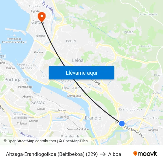 Altzaga-Erandiogoikoa (Beitibekoa) (229) to Aiboa map