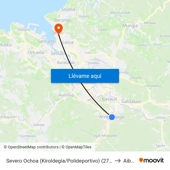 Severo Ochoa  (Kiroldegia/Polideportivo) (274) to Aiboa map