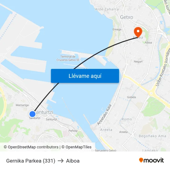 Gernika Parkea (331) to Aiboa map