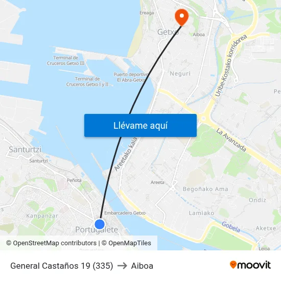 General Castaños 19 (335) to Aiboa map