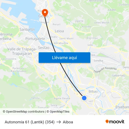 Autonomía 61 (Lantik) (354) to Aiboa map