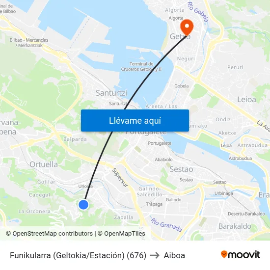 Funikularra (Geltokia/Estación) (676) to Aiboa map