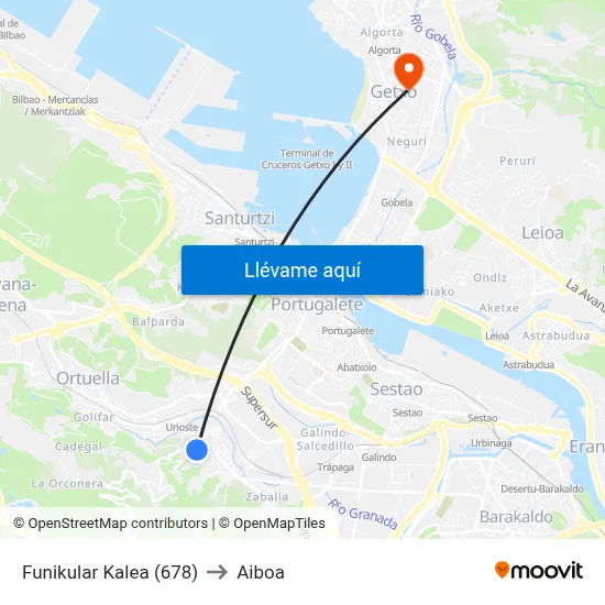 Funikular Kalea (678) to Aiboa map