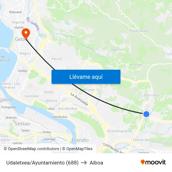 Udaletxea/Ayuntamiento (688) to Aiboa map