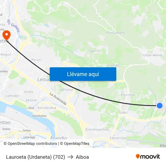 Lauroeta (Urdaneta) (702) to Aiboa map