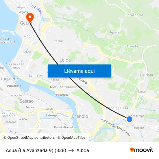 Asua (La Avanzada 9) (838) to Aiboa map