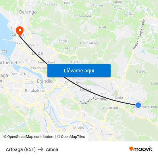 Arteaga (851) to Aiboa map