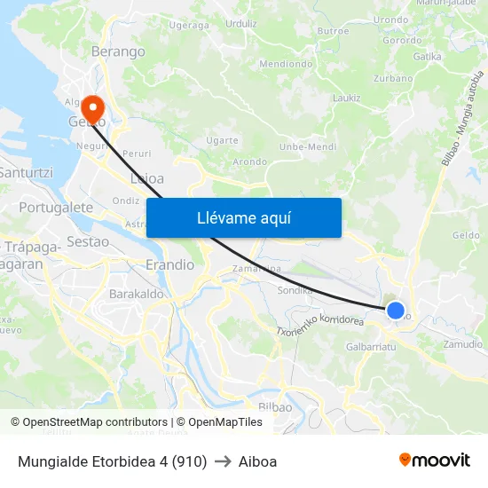 Mungialde Etorbidea 4 (910) to Aiboa map