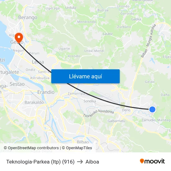 Teknologia-Parkea (Itp) (916) to Aiboa map
