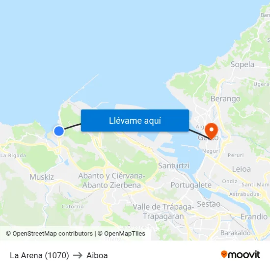 La Arena (1070) to Aiboa map