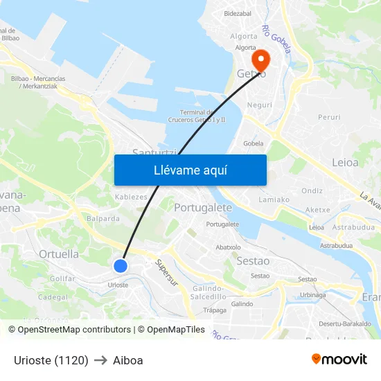 Urioste (1120) to Aiboa map