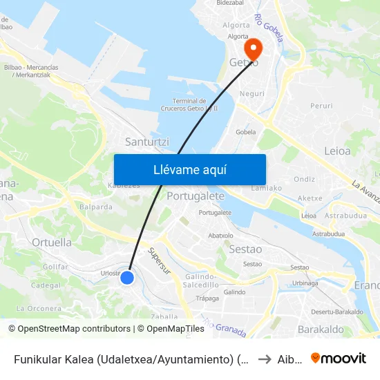 Funikular Kalea (Udaletxea/Ayuntamiento) (1175) to Aiboa map