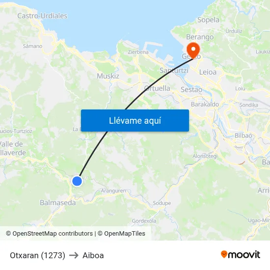 Otxaran (1273) to Aiboa map