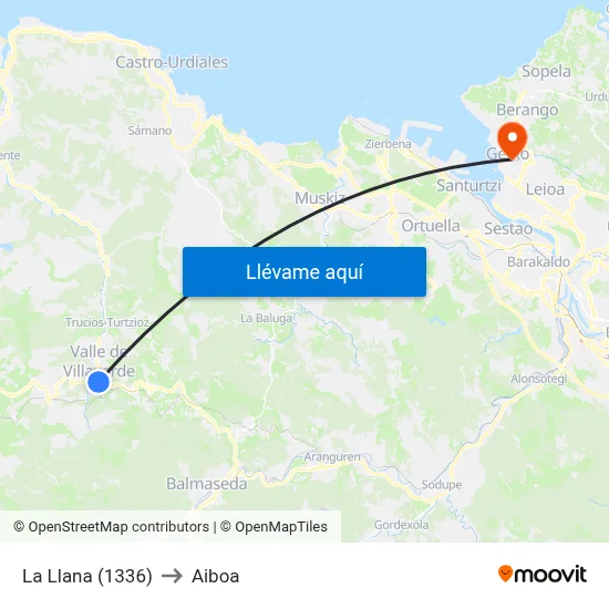 La Llana (1336) to Aiboa map