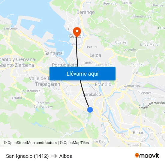 San Ignacio (1412) to Aiboa map