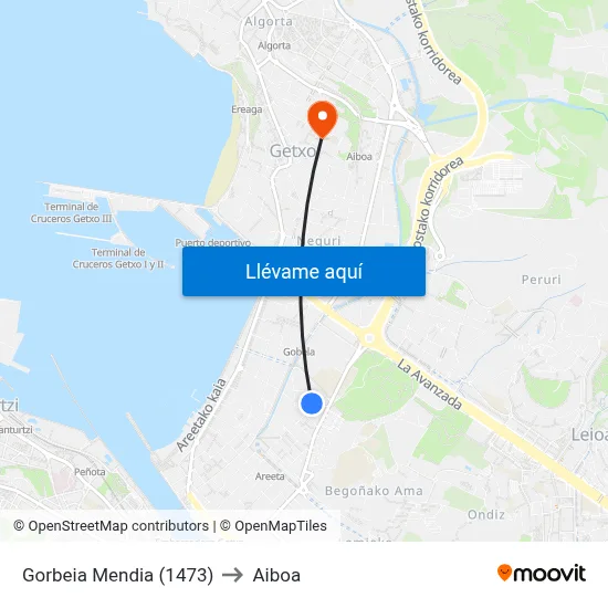 Gorbeia Mendia (1473) to Aiboa map