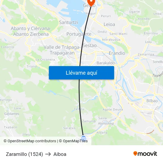 Zaramillo (1524) to Aiboa map