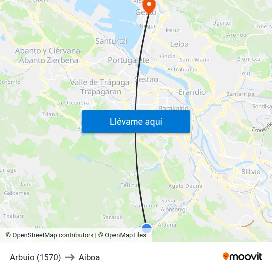 Arbuio (1570) to Aiboa map