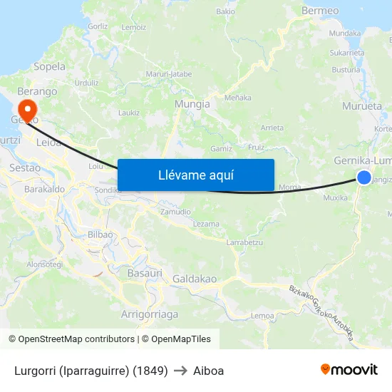 Lurgorri (Iparraguirre) (1849) to Aiboa map