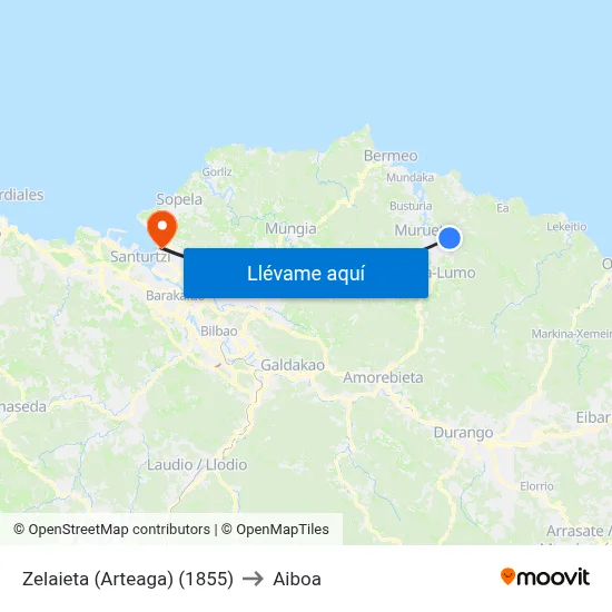 Zelaieta (Arteaga) (1855) to Aiboa map