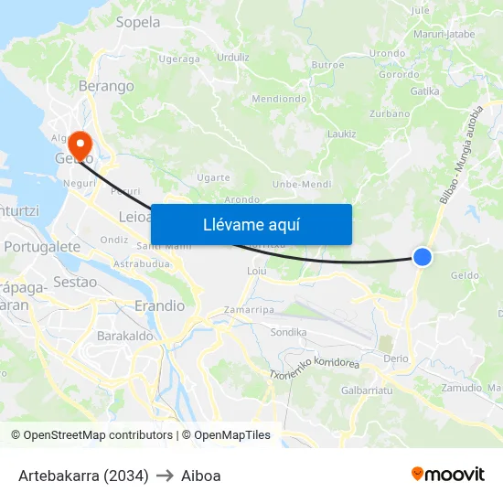 Artebakarra (2034) to Aiboa map